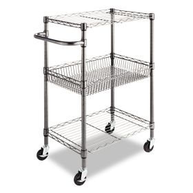 3-Tier Metal Kitchen Cart w/ Adjustable Shelves & Casters