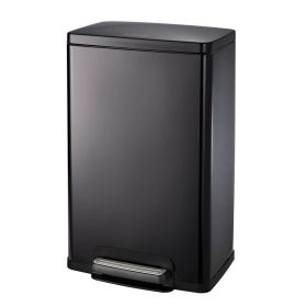 Charcoal Grey Stainless Steel 13-Gallon Trash Can w/ Step Lid