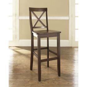 X-Back 30-inch Solid Wood Barstool in Mahogany Finish