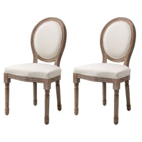 Vintage Upholstered Curved Back Dining Chairs Creamy White