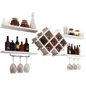 White 5-Piece Wall Mounted Wine Rack Set w/ Storage Shelves