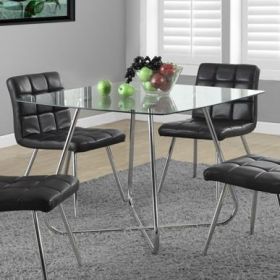 Modern Square Dining Table 40 x 40-in w/ Tempered Glass Top