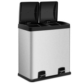 16-Gallon Dual Compartment Kitchen Trash Can w/ Foot Pedal