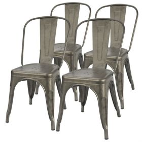 Stackable Modern Cafe Bistro Chairs in Gun Metal Finish