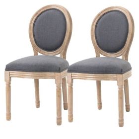 Vintage Upholstered Curved Back Dining Chairs Grey Wash