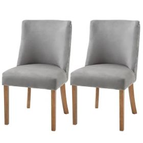 Modern Nailhead Diamond Stitched Chairs in Light Grey