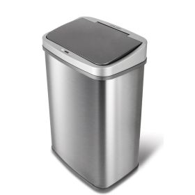 Grey 13-Gallon Stainless Steel Trash Can w/ Motion Sensor Lid