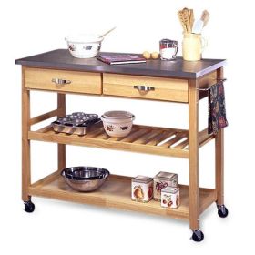 Stainless Steel Top Kitchen Cart Utility Table w/ Locking Wheels