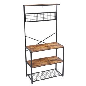 Modern Metal Wood Baker's Rack Microwave Stand