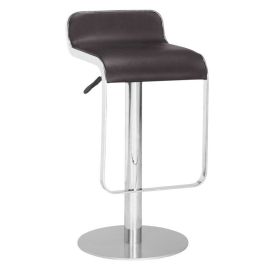Modern Bar Stool w/ Espresso Brown Faux Leather Swivel Seat