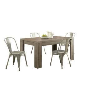 Modern Block Leg Rectangular Dining Table in Dark Taupe Finish