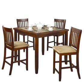 5-Piece Dining Set w/ Microfiber Padded Counter Height Stools