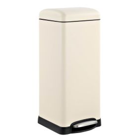 8-Gal Retro Light Beige Stainless Steel Step-On Trash Can