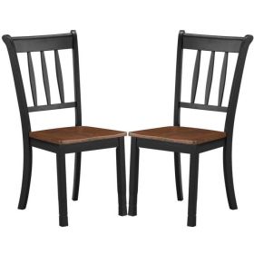 Black Mission Style Armless Dining Chairs w/ Brown Seat