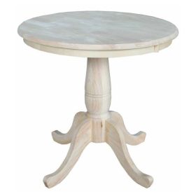Round 30" Unfinished Solid Wood Dining Table w/ Pedestal Base