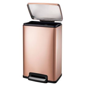 Stainless Steel Rose Gold 13-Gallon Kitchen Trash Can w/ Step Lid