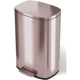 13-Gal Rose Gold Stainless Steel Step Trash Can w/ Deodorizer