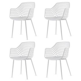 Set of 4 Modern Mid-Century White Mesh Dining Chairs
