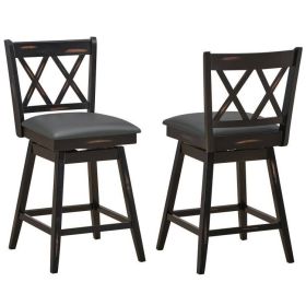 Black Wood 24" Counter Height Swivel Cushion Seat Barstools