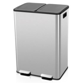 Dual 8-Gallon Step Trash Can Recycle Bin