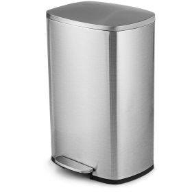 13-Gallon Modern Stainless Steel Trash Can w/ Step Pedal