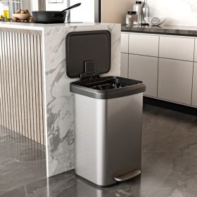 13-Gal Silver Stainless Steel Trash Can w/ Soft Close Lid