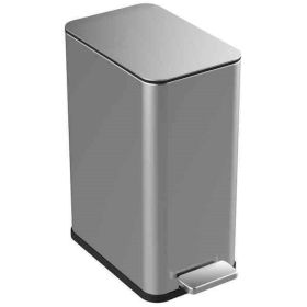2.6 Gallon Slim Rectangular Stainless Steel Step Trash Can