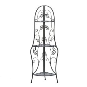 Iron Corner Bakers Rack 3-Tier Plant Stand Kitchen Dining Shelf