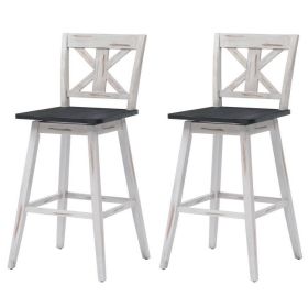 White Wood 29" Modern Farmhouse Swivel Seat Barstools