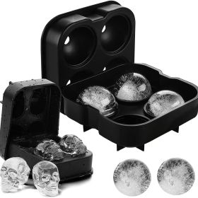 1pc 4 Skull Silicone Ice Ball Tray Mold