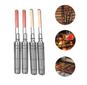Grill Cage Mesh W/ Wooden Handle Bbq