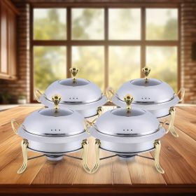 Stainless Steel Round Buffet Chafing Dish w/ Glass Top Lid