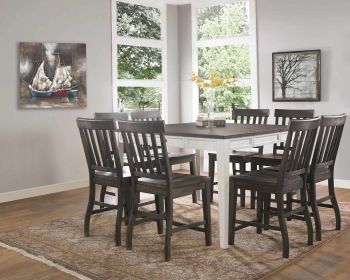 Cayla - 9 Pc Dining Set W/ Counter Height Table - Dark Brown