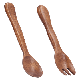 2 Pcs Wooden Spoon And Fork Set