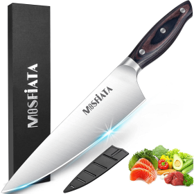 MOSFiATA Chef Knife 8 Inch W/ Pakka wood Handle