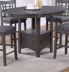 Dining Table Round W/ Shelve 1pc Gray Finish