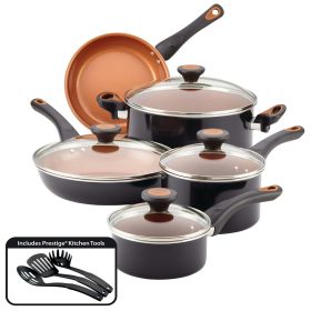 Farberware Ceramic Nonstick Cookware Set, Black, 12-Pc