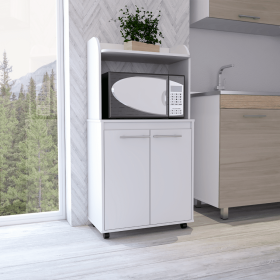 Kitchen Cart Totti, Double Door Cabinet, White Finish