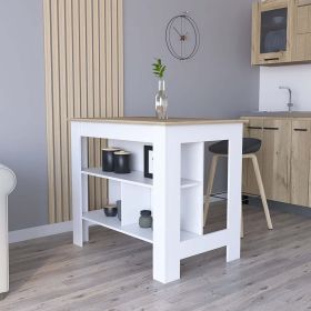 Kitchen Island Antibacterial Dozza, Light Oak / White Finish