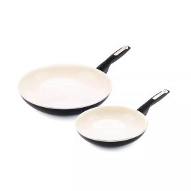 2PK (8" and 11") Ceramic Nonstick Pan Set, Black