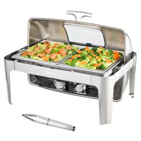 VEVOR Rectangle Roll Top Chafing Dish W/ Glass Lid