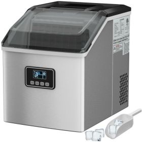 48 Lbs Stainless Self-Clean Ice Maker W/ LCD Display