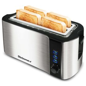 Elite Gourmet Stainless Steel 4 Slice Long Slot Toaster