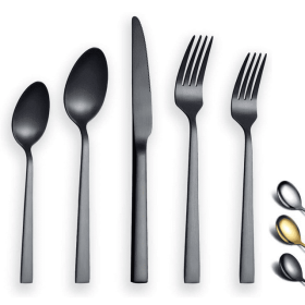Regina 20-Pieces Matte Black Flatware Set