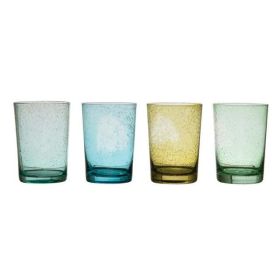 Creative Co-Op Set of 4,Solid Color Bubble Glass