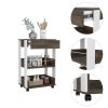 Dering Kitchen Cart W/ Caster White & Dark Walnut