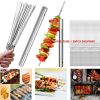 Grilling Flat Metal BBQ Skewers Stainless Steel