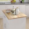 Kitchen Island Rolling Trolley Cart W/ Wood Top & Towel Rack
