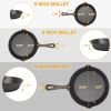 3Pcs Pre-Seasoned Cast Iron Skillet Set 6/8/10in