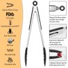 3Pcs Stainless Steel Locking Food Tongs W/ Silicon Tips